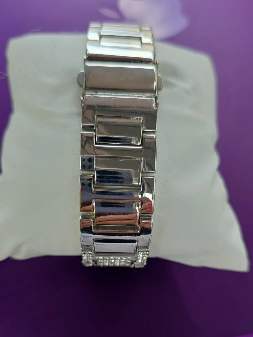 550.  Silver Men’s Crystal Bracelet Watch - Black Dial